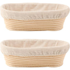 Doyolla Bread Proofing Baskets Set Of 2 10 Inch Oval Shaped Dough Proofing Bowls W/Liners Perfect For Professional & Home Sourdough Bread Baking
