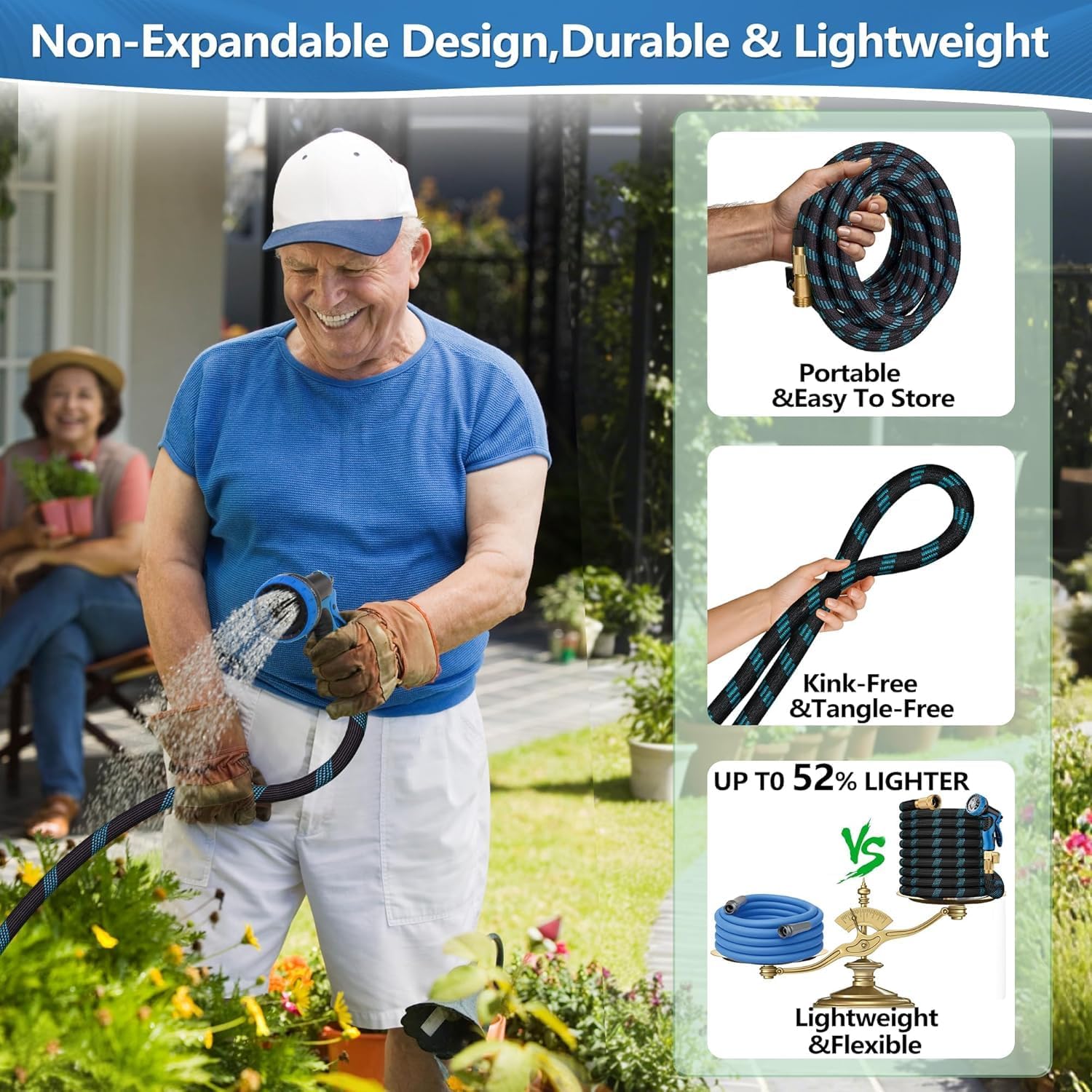 100 Ft Non-Expandable Garden Hose, 2026 New Upgraded Flexible Water Hose, Ultra Lightweight Non-Expanding Hoses With 10 Function Sprayer, Leak Proof, Pressure Resistant For Yard, Outdoor