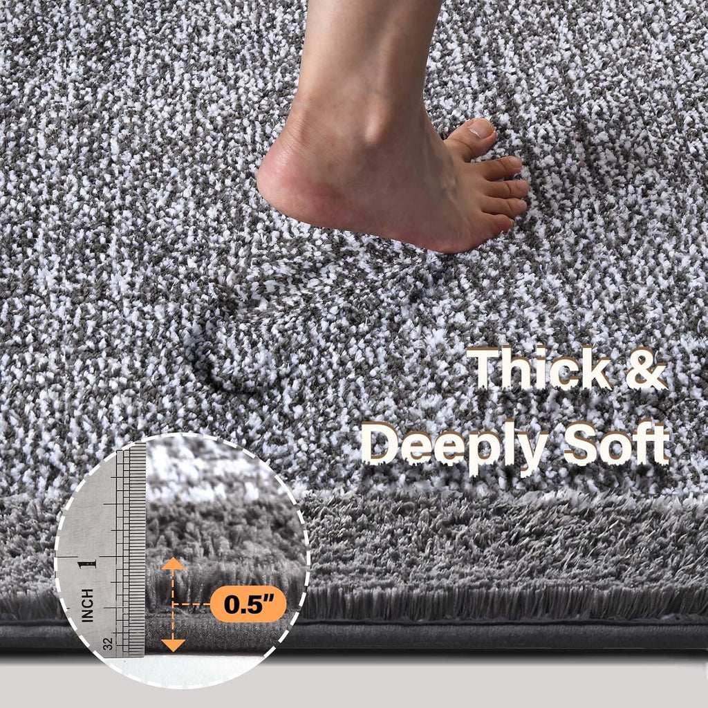 Long 2X4 Ft (48''X24'') Runner Rug For Bathroom,Non Slip Washable Large Kitchen Rugs Bath Rugs, Soft Absorbent Quick Dry Bath Mats For Shower, Hallway,Laundry, Tub(Grey)