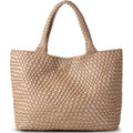Woven Shoulder Bag For Women, Fashion Top Handle Soft Vegan Leather Shopper