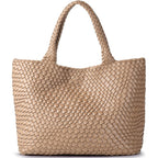 Woven Shoulder Bag For Women, Fashion Top Handle Soft Vegan Leather Shopper