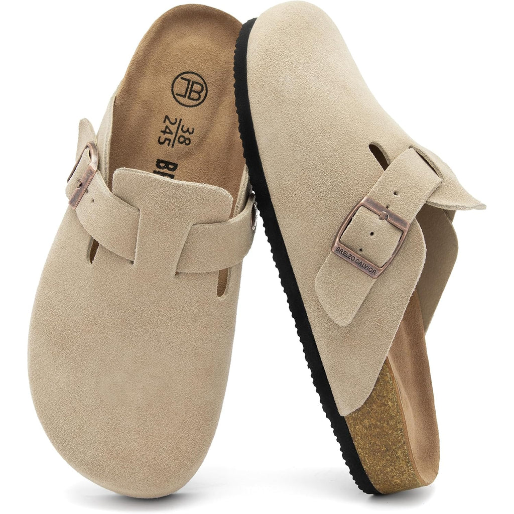 Women'S Suede Clogs Men'S Slip-On Mules Non-Slip Potato Shoes Arch Support Sandals With Adjustable Buckle For Indoor & Outdoor Use