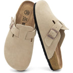 Women'S Suede Clogs Men'S Slip-On Mules Non-Slip Potato Shoes Arch Support Sandals With Adjustable Buckle For Indoor & Outdoor Use