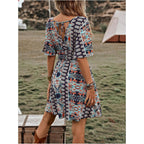 Beaudrm Women'S Vintage Western Dress Floral Cowgirl Outfits Country Mini Summer Flowy Boho Dress