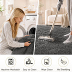 Ophanie Area Rugs for Living Room Bedroom, Washable Non-Slip Fluffy Soft Grey Shag Carpet, Indoor Floor Gray 4x6 Fuzzy Shaggy Living Room Plush Rug for Kids Home Dorm Decor Aesthetic