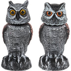 Hedoc 2 Pack Fake Owl Decoys To Scare Birds Away, Rotating Head Bird Deterrents, Nature Enemy Scarecrow Plastic Statues, Pest Repellent For Gardens And Patios