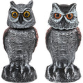 Hedoc 2 Pack Fake Owl Decoys To Scare Birds Away, Rotating Head Bird Deterrents, Nature Enemy Scarecrow Plastic Statues, Pest Repellent For Gardens And Patios