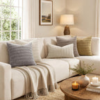 Miulee Pack Of 2 Corduroy Decorative Throw Pillow Covers 18X18 Inch Soft Boho Striped Pillow Covers Modern Farmhouse Home Decor For Sofa Living Room Couch Bed Cream White