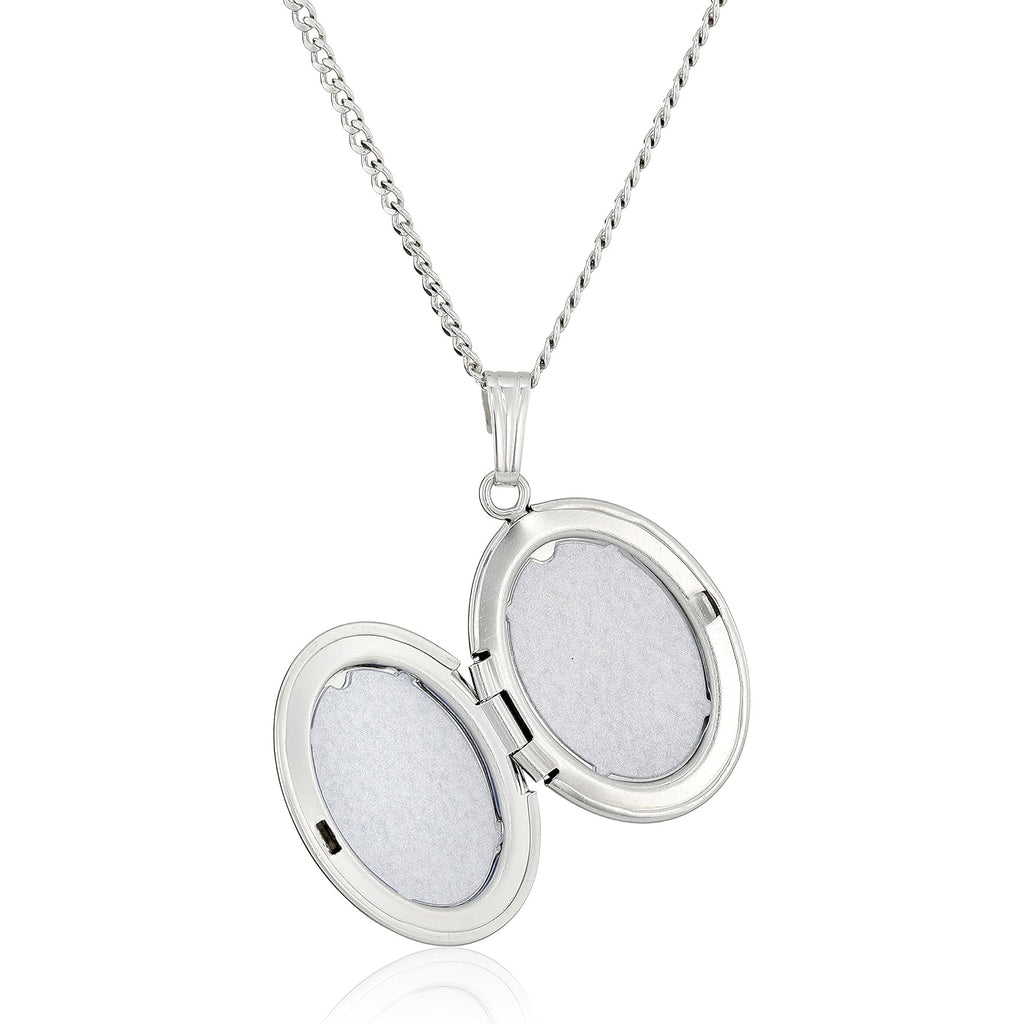 Amazon Essentials Sterling Silver Polished Oval Locket Necklace