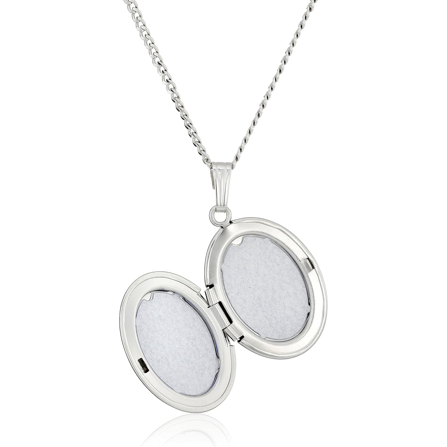 Amazon Essentials Sterling Silver Polished Oval Locket Necklace
