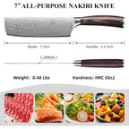 Sunnecko Japanese Nakiri Knife 7 Inch - 15° Edge Carbon Steel Chef Knife Full Tang Forged Blade Vegetable Cleaver with Sheath, Kitchen Gift for Home Cooks & Pros, Father's Day Box