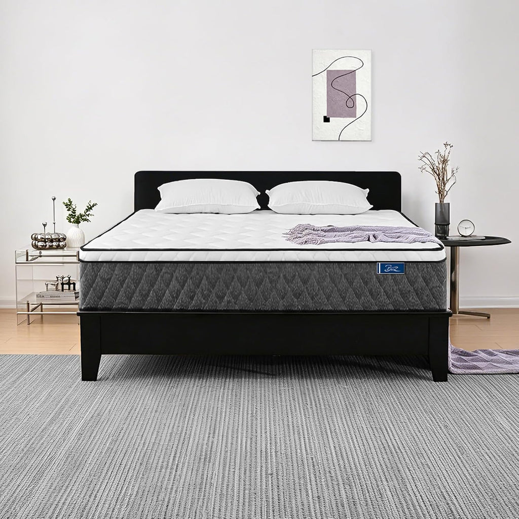 Queen Mattress, 12 Inch Cooling Hybrid Queen Mattress In A Box, Medium Firm With Gel Memory Foam & Individual Pocket Springs, Motion Isolation, Pressure Relief, Certipur-Us