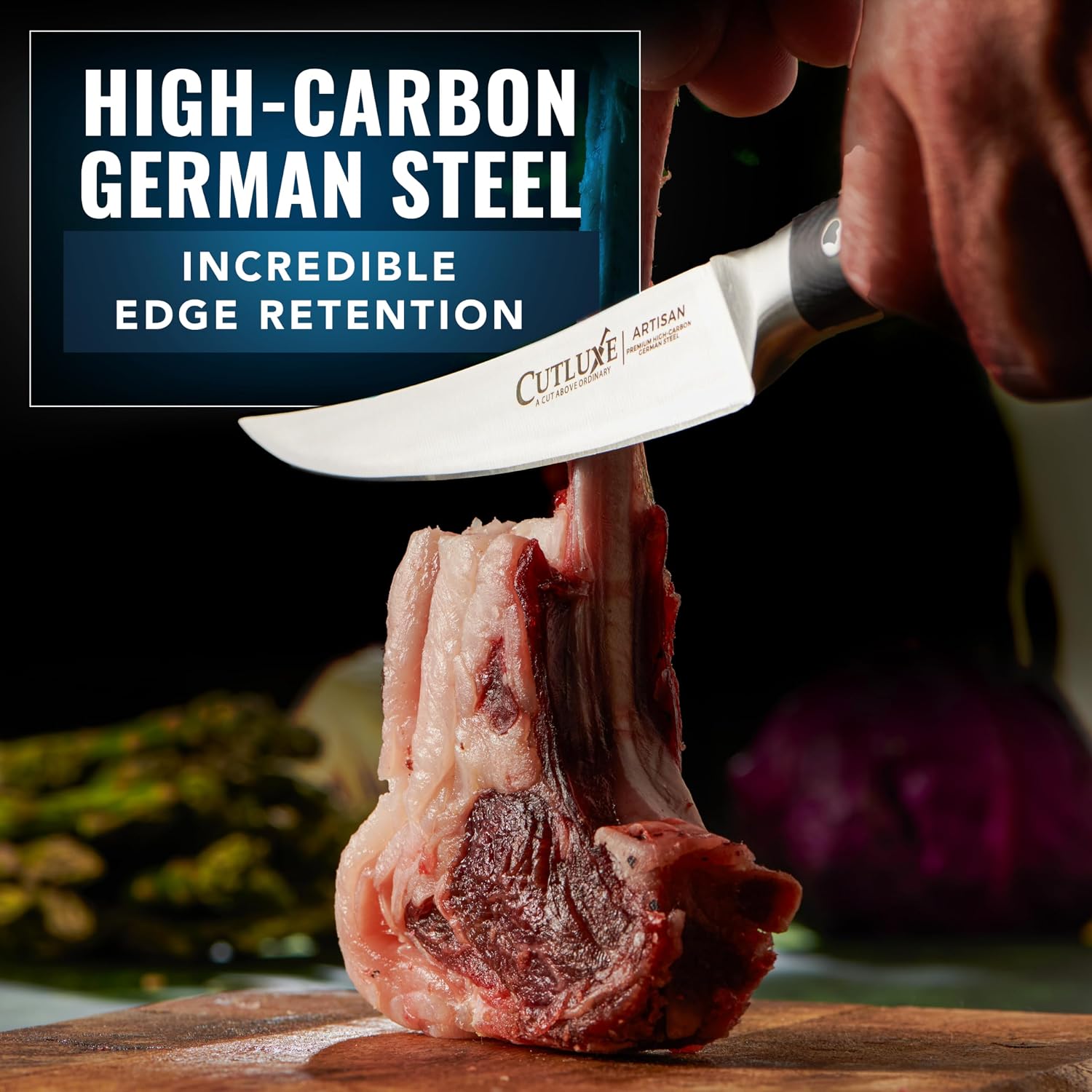 Cutluxe Curved Boning Knife – 6" Boning Knife For Meat Cutting, Filleting – High Carbon German Steel, Full Tang & Ergonomic Handle Design – Artisan Series