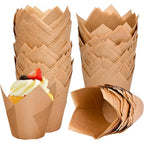 Neyimqr 120 Counts Natural Tulip Cupcake Liners For Baking Cups, Food Grade Parchment Paper Muffin Liners Holders, Standard Tulip Cupcake Liners, Greaseproof Cup Cake Wrappers For Party, Christmas