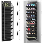 Kotkn 10 Tier Over The Door Organizer - Heavy Duty Hanging Storage Rack With Sturdy Oxford Fabric, Holds 20+ Pairs Of Footwear, Boots & Sneakers, Saves 50% Closet Space (Black)