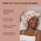 Kitsch XL Satin Bonnet for Sleeping - Softer Than Silk Bonnet For Sleeping Women - Secure Fit, Adjustable, Night Cap For Curly & Textured Hair - Prevents Breakage, Tangles & Thinning - Cherry Print