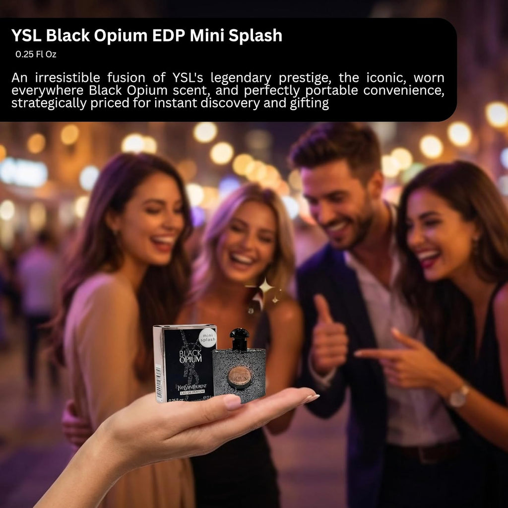Yves Saint Laurent Black Opium Perfume For Women Mini Edp Splash 0.25 Ounce
