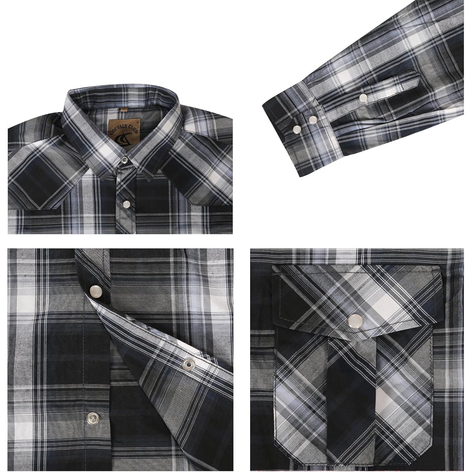 Coevals Club Men'S Western Cowboy Long Sleeve Pearl Snap Casual Work Shirts