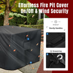 Shinestar Fire Pit Cover Square, Fits For 28-32 Inch Fire Pit Table, Gas Fire-600D Heavy Duty Fabric, Waterproof And Windproof, 32 X 32 X 24 Inches, Black