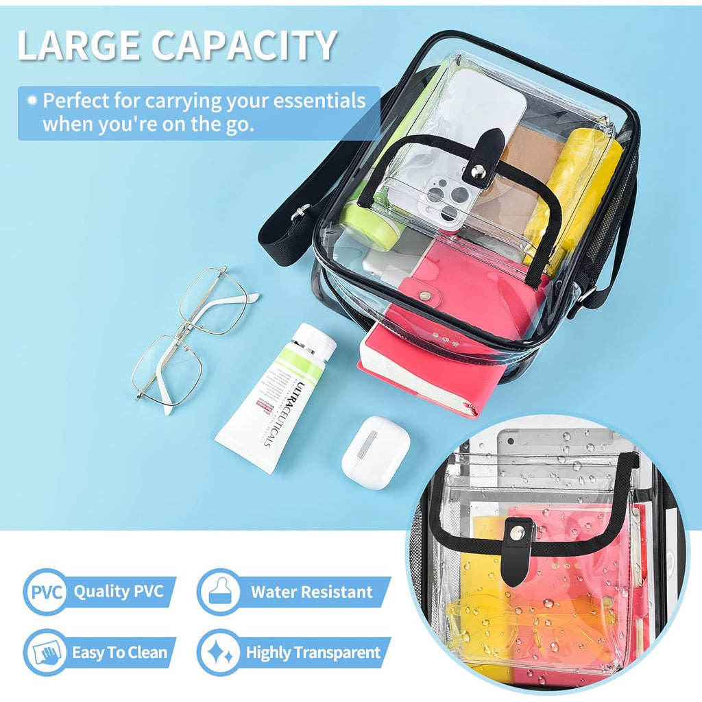 SPODEARS Clear Crossbody Bag for Stadium, Concert, Festival & More - Adjustable Shoulder Strap & Bottle Holder