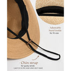 FURTALK Womens Mens Wide Brim Straw Panama Hat Fedora Summer Beach Sun Hats UPF Straw Hat for Women Khaki