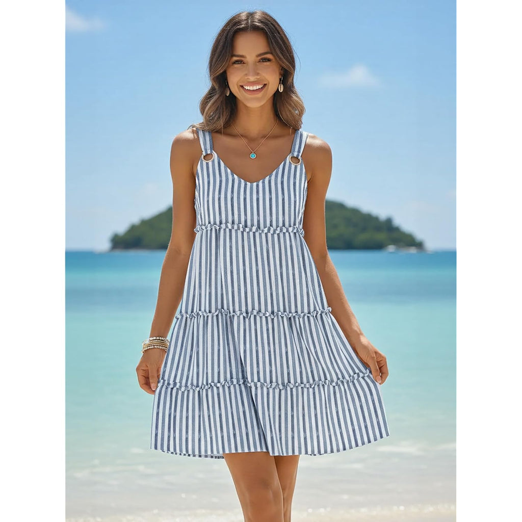 Disamer Summer Dresses For Women 2026 Sundresses Vacation Sleeveless Beach Swimsuit Cover Ups Spring Outfits Casual Sun Dress