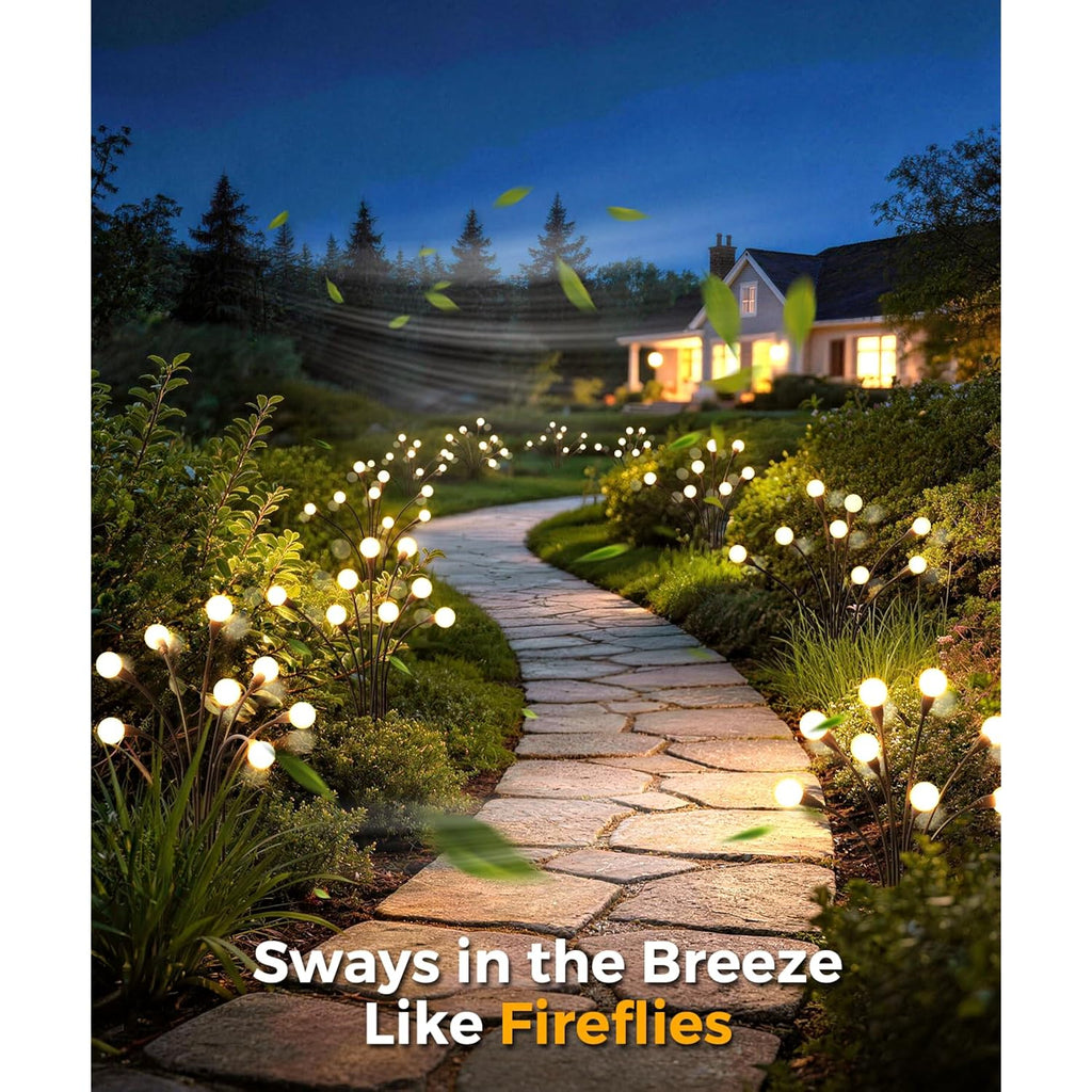 6 Pack Solar Garden Lights 48 Led, Solar Lights Outdoor Waterproof Ip65, Decorative Garden Lights Solar Powered For Yard Patio Pathway Decor, Outside Fairy Firefly Lights Garden Gifts