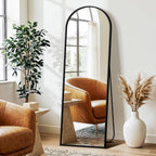 Fictor Arched Full Length Mirror 15" X 56", Full Body Floor Mirror With Adjustable Stand, Free Standing Mirror With Aluminum Frame For Bedroom, Living Room, Cloakroom, Black