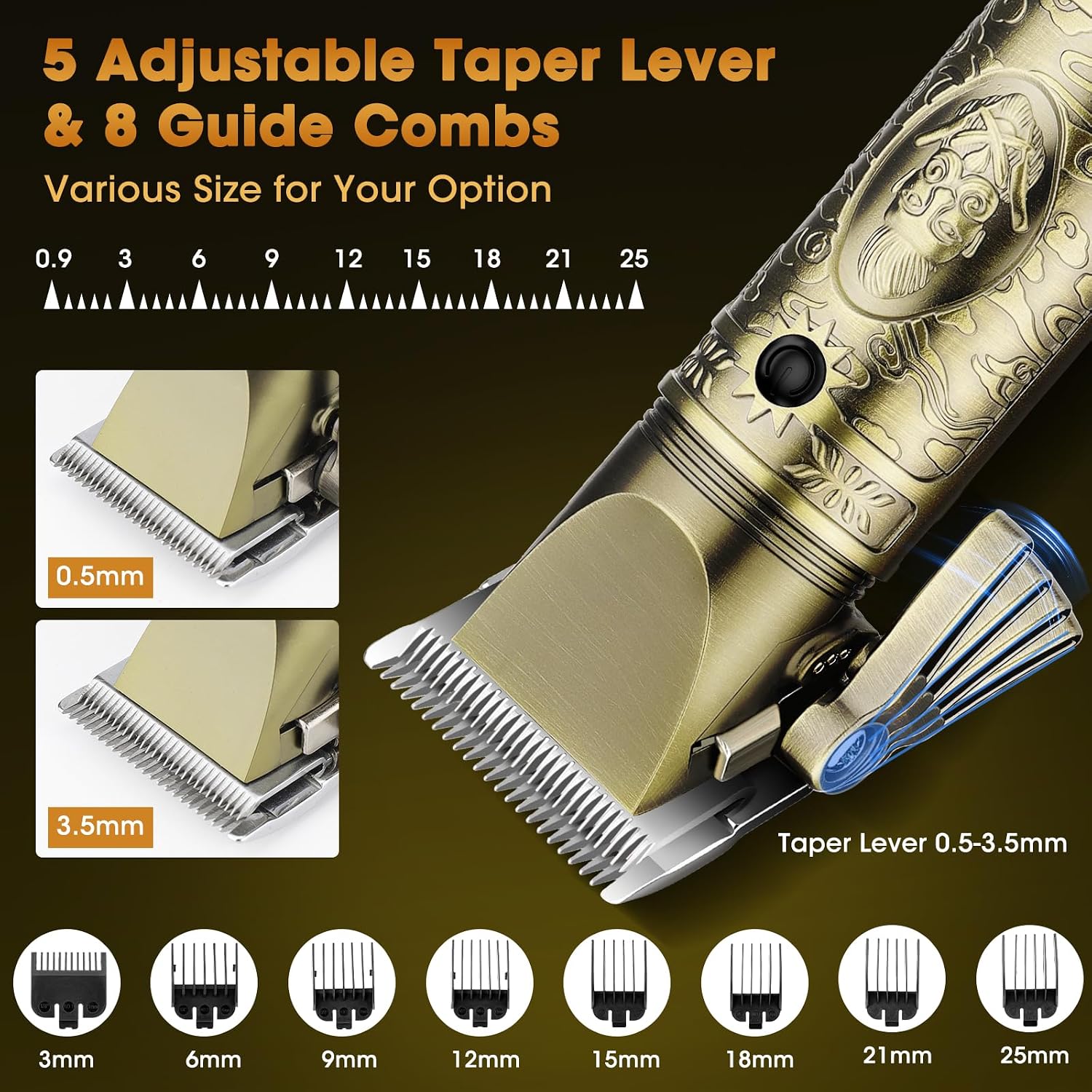Professional Hair Clippers For Men Electric Razor Shavers Nose Hair Trimmer And Detail Trimmer 5 Pcs Set，Cordless Beard Trimmer Barber Clippers For Hair Cutting Mens Grooming Kit