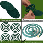 W4W Mosquito Repellent Coils - Outdoor Use Reaches Up To 10 Feet - Each Burns For 5-7 Hours (Three Pack Contains 12 Coils & 6 Stands)