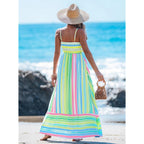 Popvil Women Summer Maxi Dress 2026 Spaghetti Strap Long Beach Dress Boho A-Line Flowy Casual Sleeveless Sun Dress