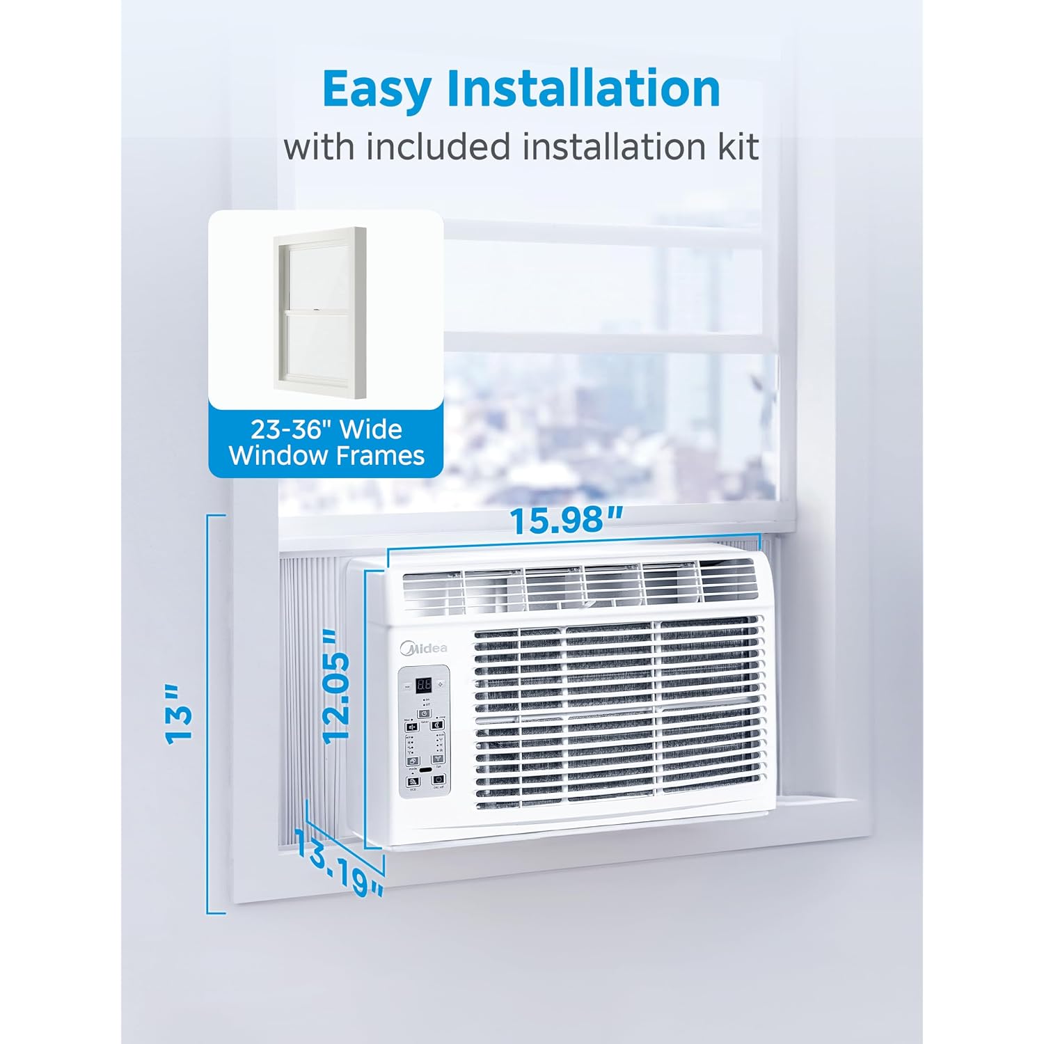 Midea 5,000 Btu Window Air Conditioner, Cools Up To 150 Sq. Ft. With Easy-To-Use Reusable Filter, Remote, Perfect Ac For Bedroom, Living Room, Home Office, Electronic Control
