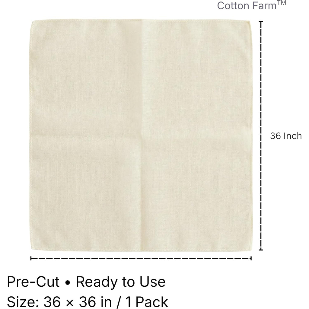 Cotton Farm Grade 100 Xl Cheese Cloth For Straining & Cooking; 36X36 Inch; 100% Unbleached Cotton Cheesecloth; Reusable With Finished Edges, Butter Muslin