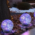 Solar Globe Lights Outdoor Waterproof-Solar Balls-Solar Garden Lights Orbs | Solar Globe Lights For Outside 6 Pack Cracked Glass Ball For Lawn Patio Yard Backyard Decorations