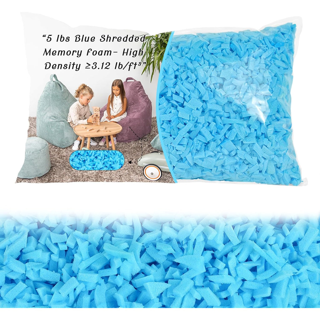 Bean Bag Filler, 5Lbs Gel Shredded Memory Foam Filling, High Density Refill & Replacement Foam For Bean Bag Chair, Pillow Stuffing, Couch Cushions, Dog Bed, Pouf Ottoman, Stuffed Animals, Arts Crafts