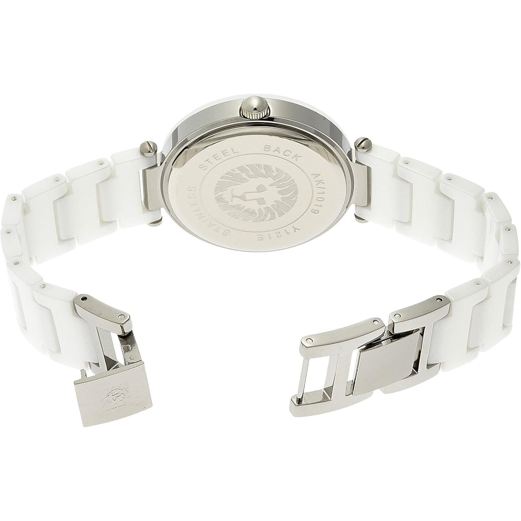Anne Klein Women's Black Ceramic Bracelet Watch with Diamond Accent