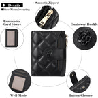 Rniega Small Wallets For Women Leather Bifold Wallet Women Rfid Blocking Purse Credit Card Holder With 15 Card Slots And Id Window Coin Pocket