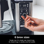 Ninja Specialty Coffee Maker | Includes 10-Cup Carafe, Fold-Away Frother, Permanent Filter & Removable, Dishwasher Safe Reservoir | 6 Brew Styles, 8 Cup to Travel Mug to Pot Sizes | Black | CM401