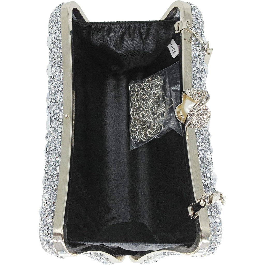 MAIRLOM Rhinestone Clutch Purses for Women Evening Wedding Formal - Pearl Clasp Handbag Crystal Gemstone Bag for Party Prom