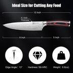 Paudin Chef Knife, 8 Inch High Carbon Stainless Steel Sharp Kitchen Knife With Ergonomic Handle, Gift Box For Family & Restaurant