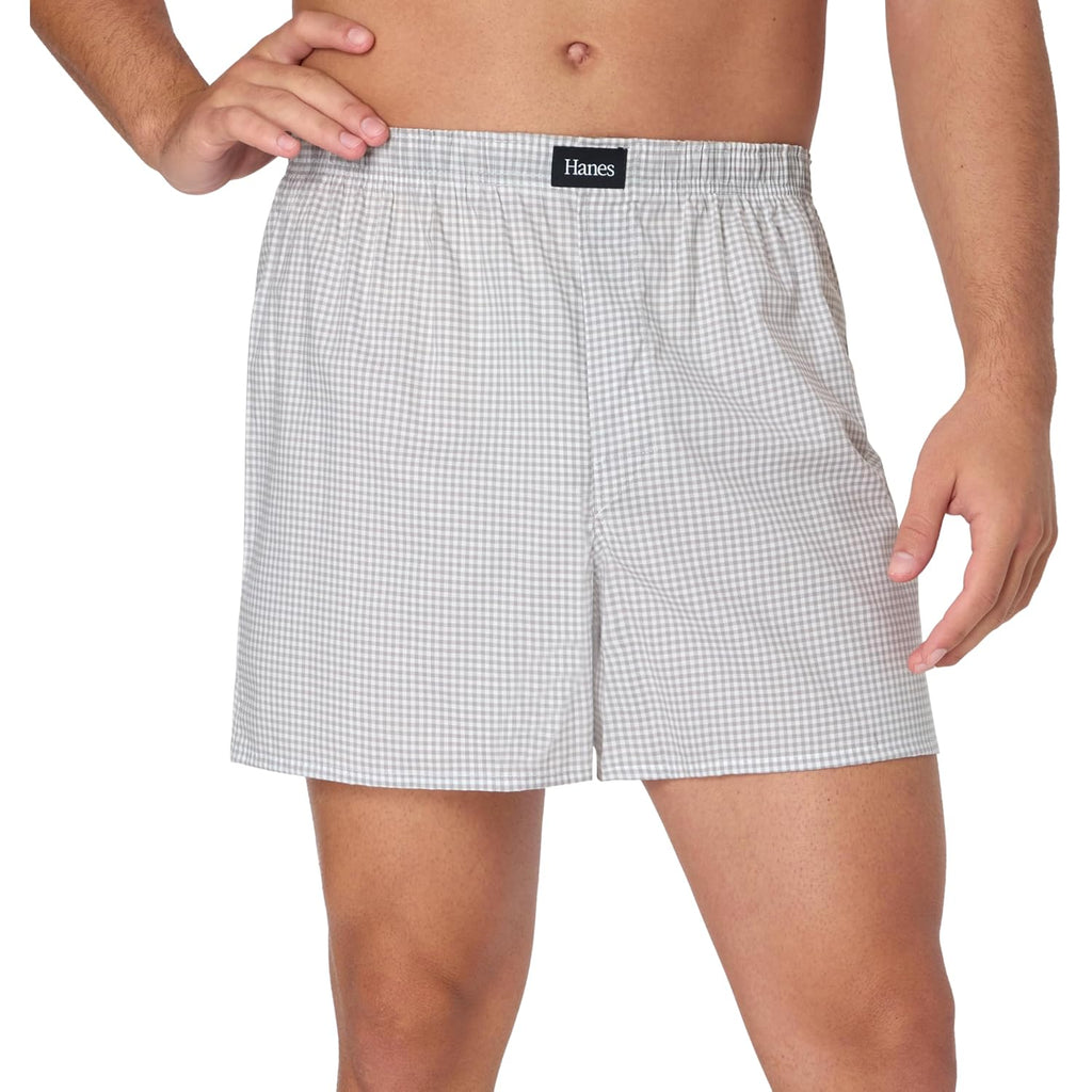 Hanes Men'S Underwear Boxers, Originals Ultimate Cotton-Stretch Woven Moisture-Wicking Multipack Boxer