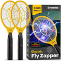 Electric Fly Swatter [Set Of 2] Handheld Bug Zapper Racket For Indoor/Outdoor - Powerfull 1500 Volt Instant Flies/Bug & Mosquito - Portable Fly Zapper Battery Operated (Aa Batteries Not Included)