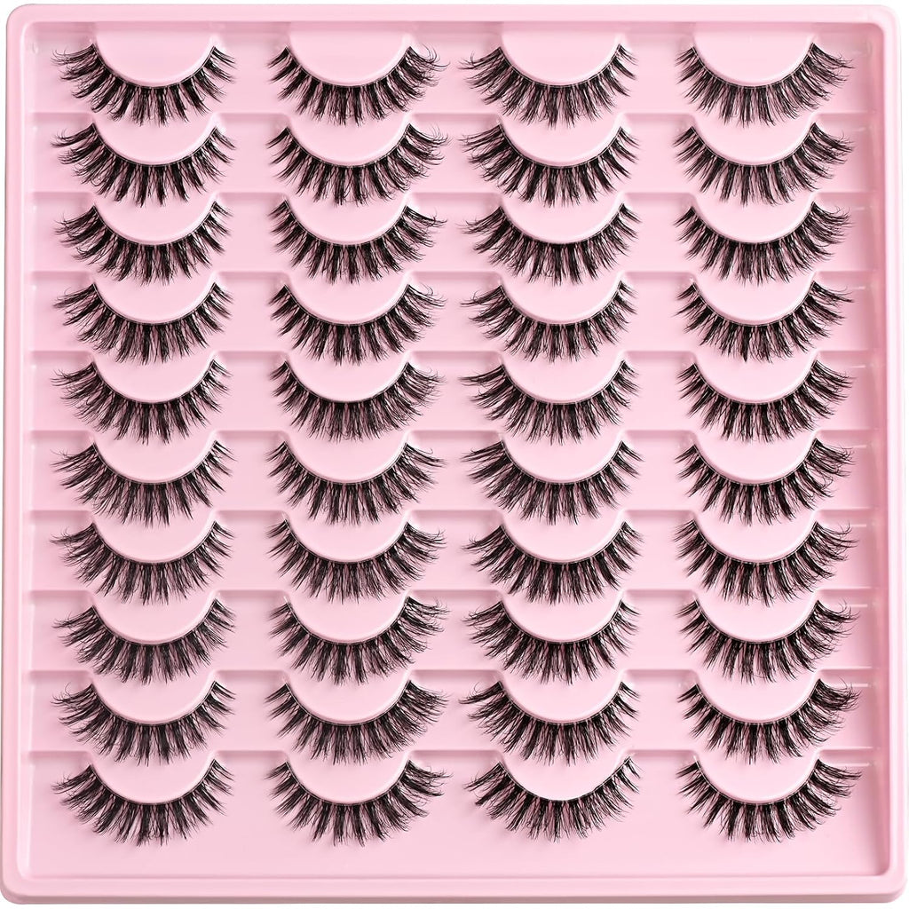 Lashes False Eyelashes Cat Eye Fake Lash Strips Natural Wispy Eyelash Pack Short Mink Cateye Strip Lashes Natural Look Clear Band Demi Wispies Pestañas Postizas For Daily Makeup And Beginners