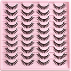 Lashes False Eyelashes Cat Eye Fake Lash Strips Natural Wispy Eyelash Pack Short Mink Cateye Strip Lashes Natural Look Clear Band Demi Wispies Pestañas Postizas For Daily Makeup And Beginners
