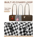 Lightweight Nylon Bowler Bag For Women, Casual East-West Shoulder Handbag Featuring Charm Loop, Everyday Tote Bag