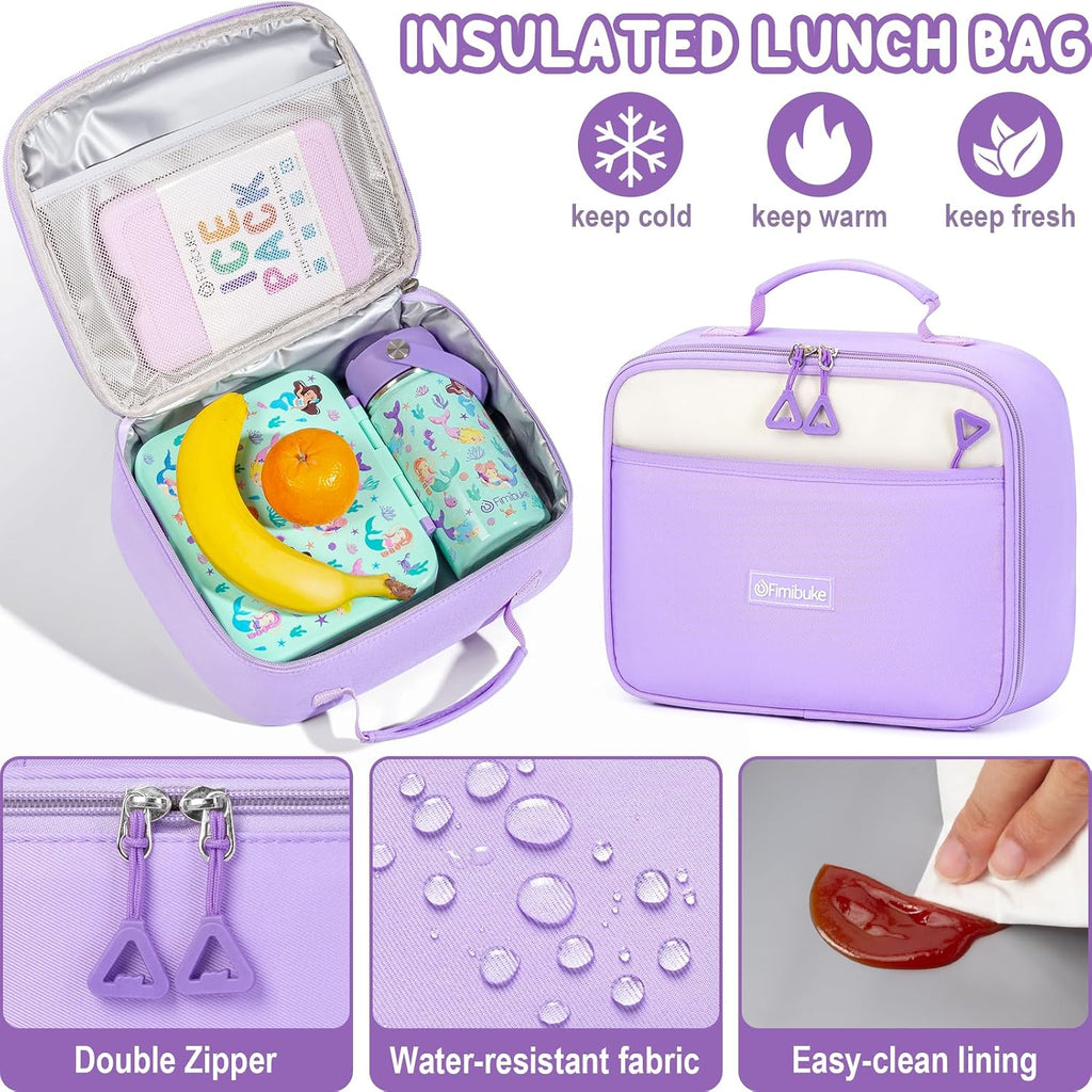 Fimibuke Waterproof Backpacks For School Girls With Lunch Box & Pencil Case | 3Pcs Lightweight Teen Girls Backpack Bookbag, Cute Kids Toddler School Bag For Elementary Middle High School Students Travel