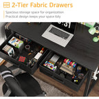 Dlisiting Small Desk With Fabric Drawers For Bedroom, 32 Inch Gaming Desk With 2 Drawers For Small Space, Study Writing Table Pc Desks, Black