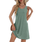 Bkrive Coverup Summer Dresses For Women 2026 Eyelet Casual Loose Sleeveless Sundresses Tank Dresses With Pockets