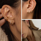 9 Pairs Small Gold/Silver Hoop Huggie Earrings Set for Women, 14K Gold Plated Chunky Hoop Small Earring Hypoallergenic Thick Open Lightweight Chunky Hoop Earrings Jewelry for Gifts
