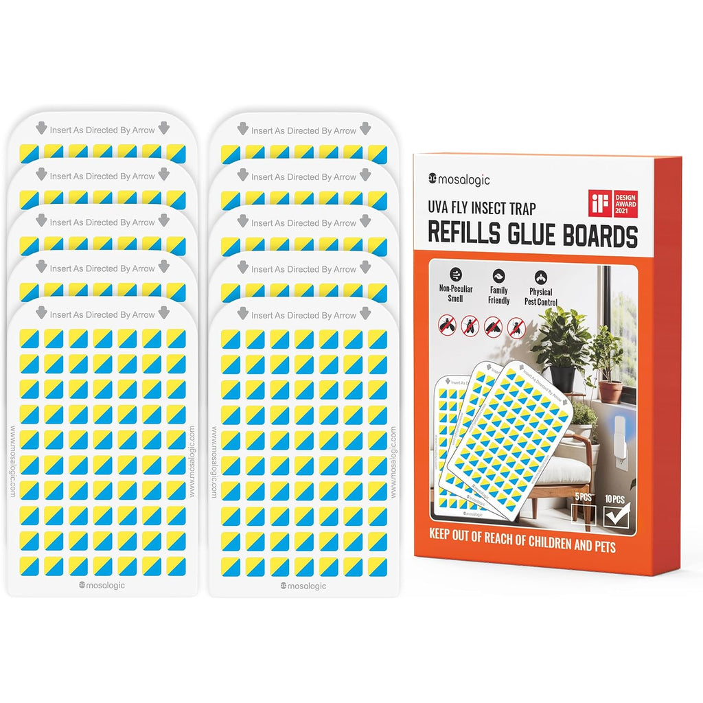 Mosalogic Sticky Card Plug Refill Replacement Glue Cards For Flying Insect Trap Indoor-10Pack (No Device)